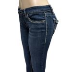 Ymi Y2K  Embroidered Low Rise Button Flap Pocket Capri Blue Jeans Size 5 Photo 5