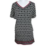 White House | Black Market Geometric Tie V Open Back Mini Dress XS Black Pink Photo 10