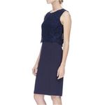Rebecca Taylor  Refined Suiting Lace Dress Sleeveless Navy Blue Size 4 Office Photo 1