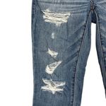 American Eagle  Womens Boy Crop Jeans 0 Buttonfly Stretch Blue Denim Distressed Photo 1