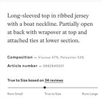 H&M NWT  black long sleeve split back tie ribbed jersey blouse, size large Photo 9