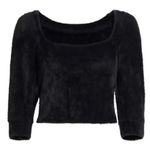 Free People Black Cropped Fuzzy Pullover Moonbeam Sweater, Small petite Photo 1