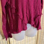 Juicy Couture Deep Red Cropped Vneck Sweater Metallic Collar Ragged Edges Large Photo 2