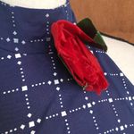 Vintage 70s House Of Bianchi Navy Blue Dot Check Maxi Dress Full Skirt Ruffle S Photo 9