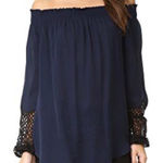 Kobi Halperin Lace Cuffs‎ Karalee Silk Off The Shoulder Top Size Small Blue Photo 0