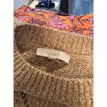 Loft Large L Marled Tan Marbled Pointelle Bobble Sweater Geo Photo 2