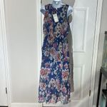 NWT LARA G by Lara Guidotti Garden Floral Airy Silk Blend Maxi Dress size M Blue Size M Photo 2