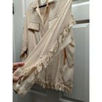 Fantastic Fawn  Size Small Beige Cream Fringe Long Sleeve Button-Up Shirt Photo 2