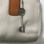 Fossil  Vintage Cream with Tan Accent Leather Silver Key Purse Photo 3