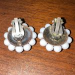 Vintage Womens Beaded Flower Clip On Fashion Earrings White from Japan Photo 7