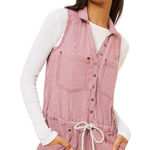 Anthropologie NWT Anthro Pilcro Sleeveless Denim Drawstring Romper Red Railroad Stripes Small Photo 0