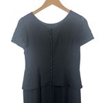 Talbots Dress Women Size 8 Black Vintage Beaded Short Sleeve Midi LBD Y2K 90s Photo 2