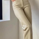 Wilfred Aritzia  Melina Straight Leg Vegan Leather Pants in Sand White Size 6 Photo 0