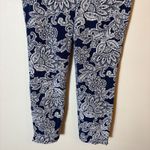 Talbots Pants Navy Blue White Floral Print Chatham Ankle Size 8 Photo 2