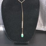 J.Crew  Gold Tone Lariat Necklace With Jade 
Colored stone Minimalist 18” Photo 1