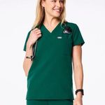 FIGS  Women's Catarina One Pocket Scrub Top in Hunter Green, Size Small Photo 0