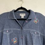 Vintage Alfred Dunner Flower Embroidered Short Sleeve Shirt Sweater Cottagecore Blue Size XL Photo 6