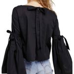 Free People Women’s Bow Tie Bell Sleeve So Obviously Yours Black Top Photo 1