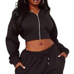 Pretty Little Thing Seam Detail Zip Up Hoodie in Black, Size L Photo 0