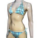 WIA W.I.A. Dolls Kill Womens Size S Blue Purple Gray Silver Plaid RIP Bikini Set Photo 4