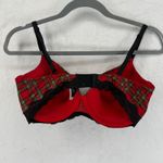Adore Me  34DD Plaid‎ Print Bra Black Lace Trim Lingerie Red Green Photo 1