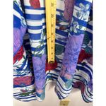 LuLaRoe ‎ Lindsay Kimono L Blue Stripe Floral Boho Coastal Resort Beach Cover Up Photo 5