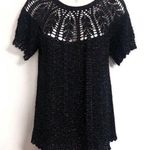 Lord & Taylor sparkly knit short sleeve scoop neck pullover sweater small Black Photo 0