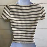 American Eagle  Women’s‎ Sz XS White/Black Stripe Snap Front Baby Doll Tee Photo 3