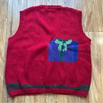 None Vintage Handknit Lecomte Red Christmas Sweater Vest Women Size M Holiday Photo 6