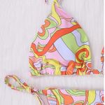 Micro Floral Print Halter Triangle Bikini Cheeky Bathing Suit Two Piece Large Multi Photo 3