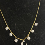 Cote D'argent Crystal Cubic Zirconia Celestial Moon Star Gold plated necklace Photo 0