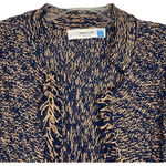 Sparrow Anthropologie Womens Open Sweater Size XS Linen Blend Knit Blue Gold Photo 1