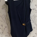 Donna Karan  Navy Top with Gold Detail Photo 0
