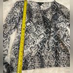 A Byer A. Byer smock banded waist black white snake print blouse top shirt womans L Photo 7