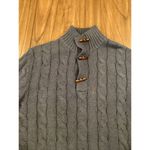 Carven heavy Cable knit cotton blue toggle button pullover Mockneck sweater Size L Photo 10