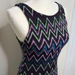 Adam Levine New w/ Flaws Chevron Body Hugging Midi Dress Woman’s Size Medium Black Multi Photo 0