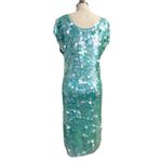 VTG Norma Kamali Iridescent Paillette Dress 1980s Mermaid Glam Disco Era S Green Photo 5