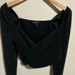 1. State  Cropped Textured Wrap Top Black Glitter Shimmer- Size Small Photo 2