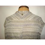 prAna New Womens NWT L Buenos Dias Dress Buttons Cargo Green Brown Organic Strip Photo 6