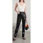 AGOLDE New! Black Leather Crisscross Straight Pants Sz 26 $378 Photo 6