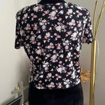 SheIn Women’s Short Sleeve Lettuce Trim Drawstring Knot Hem Floral Crop Top XL Photo 2