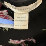 Seven Sisters Black with Pink Rose Semi-Sheer V-Neck Low V Back with Tie Blouse Photo 3