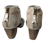 OTBT  Patchouli ruched leather stacked heel open toe booties metallic grey 8.5 Photo 3