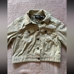 HARLEY DAVIDSON Women’s Crop Top Jacket‎ Canvas Biker Khakis Sz Large Yellow Photo 1