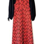 Vintage 60s Rae Dolls Red & Black Long Sleeved Turtleneck Maxi Dress Size Medium Photo 0