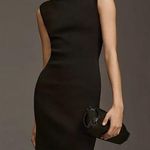 Anthropologie Grey Lab Strong Shoulder Sweater Mini Dress Small Black Photo 0