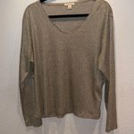 cha cha vente Gold Sparkle V Neck Lightweight Sparkly Sweater Size 1X Photo 8