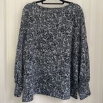 OPHELIA ROE gray & black floral knit women’s long balloon sleeve shirt size XL Photo 4
