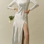 Reformation 💕💕 Talicia Sequin Mock Neck Maxi Dress ~ Silver Sparkle 6 NWT Photo 0