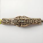 Source Unknown Vintage 12K Gold Filled Filigree Bar Rope Chain Bracelet with Center Diamond Photo 3